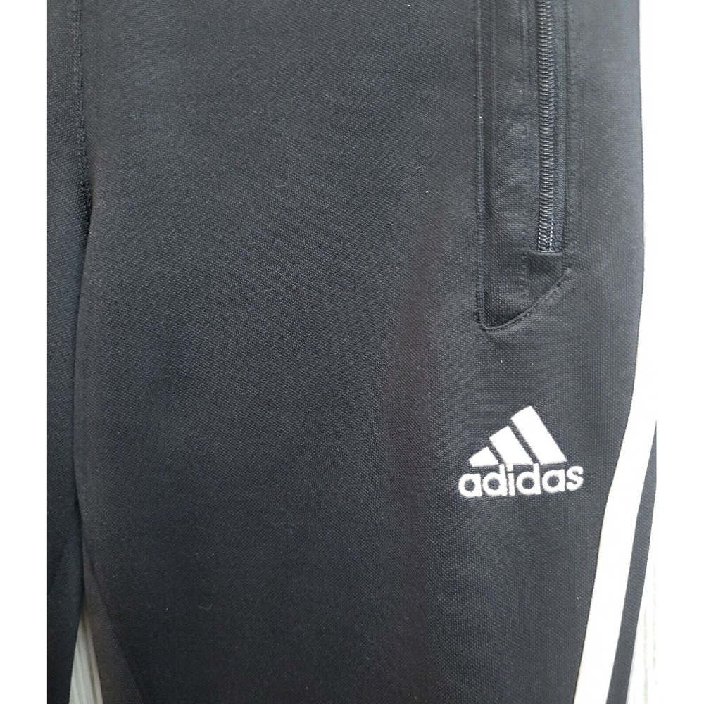 Adidas Women's Sweatpants Black With 2 White Stripes Zip Up Leg To Knees Size S - Picture 6 of 12